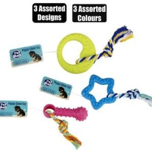 Pet toy puppy tpr with rope assorted