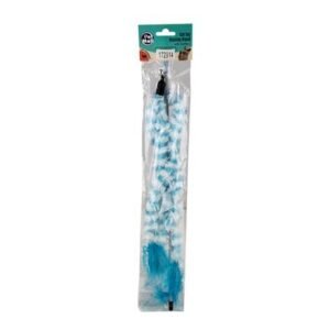 Pet cat toy teasing wand with feathers
